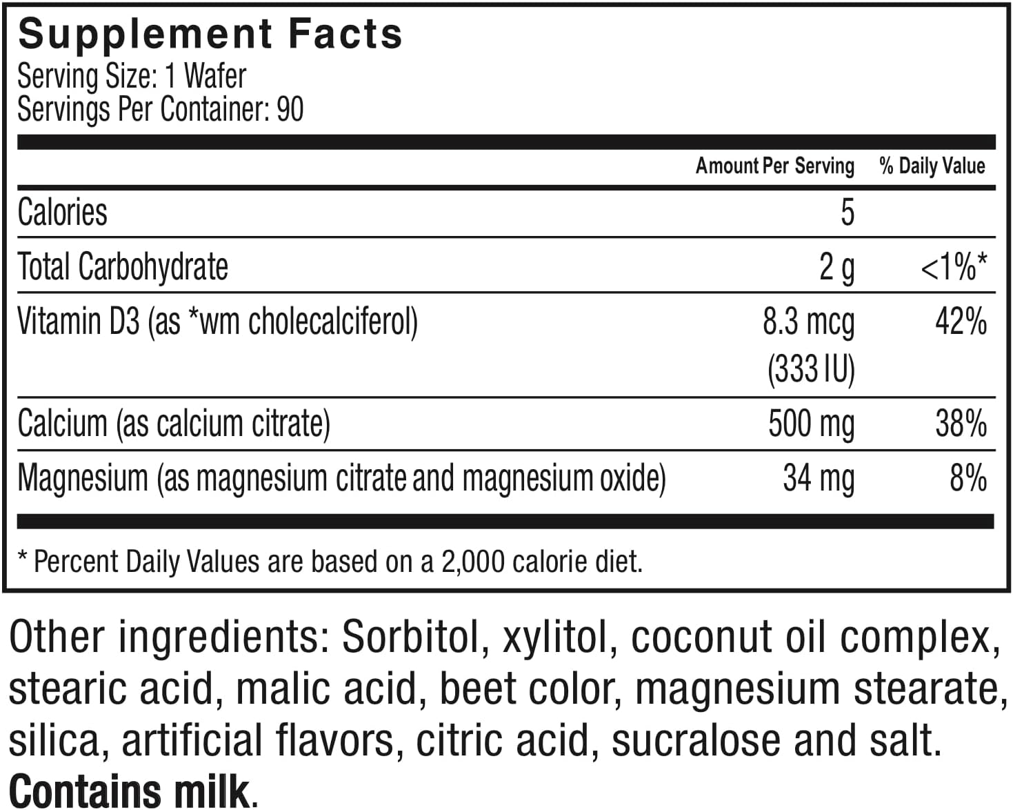 Cherry Flavored Chewable Calcium Plus Supplement for Post Bariatric Surgery - 500mg Calcium Citrate, 333 IU Vitamin D3, 34mg Magnesium - Gluten-Free & Sugar-Free - 90 Tablets