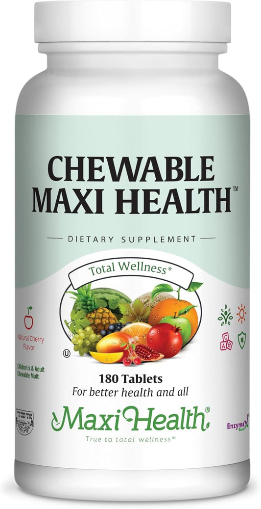 Cherry Flavored Chewable Multivitamin Tablets for Kids, Teens, and Adults - Kosher Iron Supplement for Children and Adults (180 Tablets)