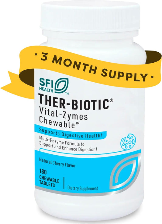 Cherry-Flavored Digestive Enzymes for Adults & Kids - Supports Digestion - Reduce Gas & Bloating - 180 Chewables