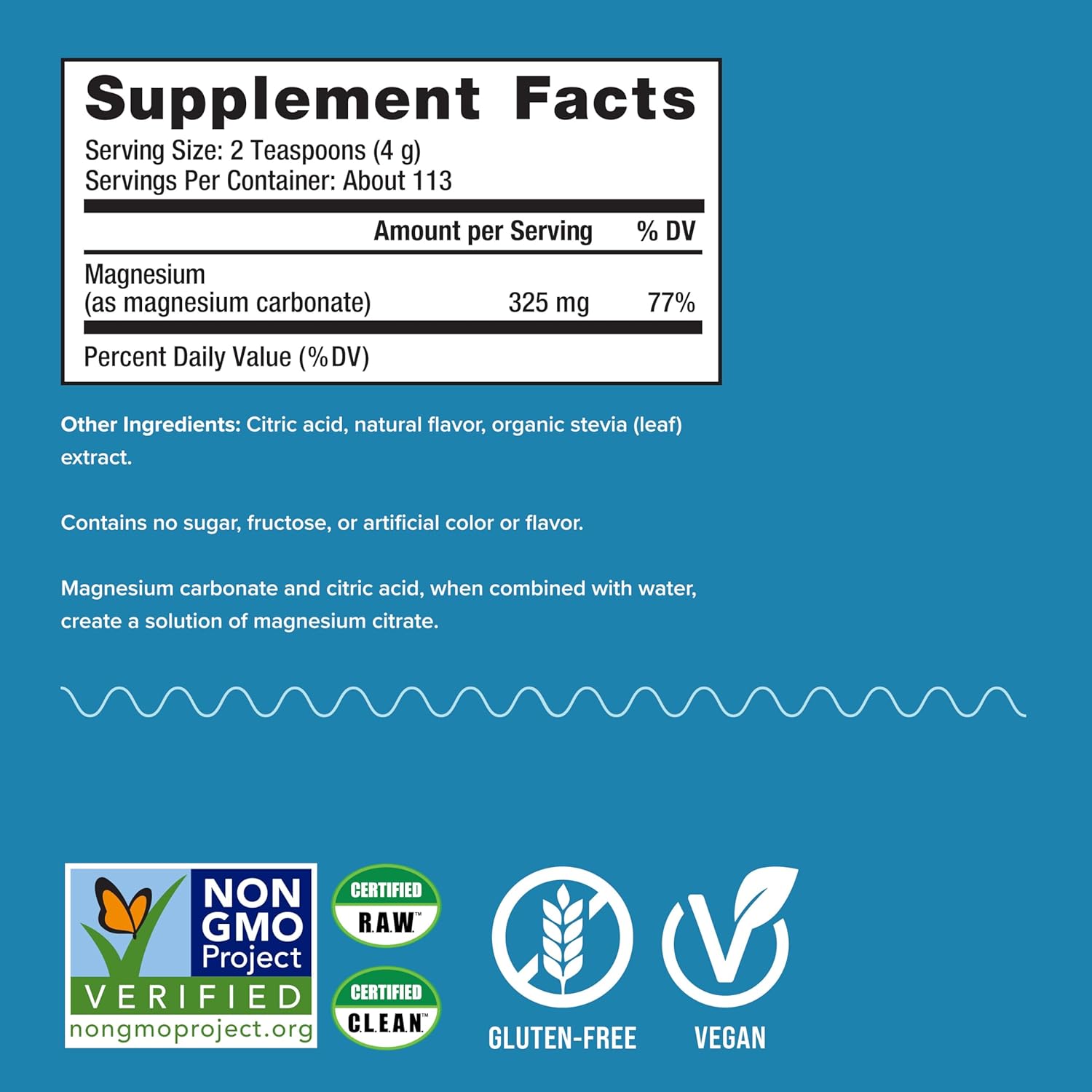 Cherry Flavored Natural Vitality Calm Magnesium Supplement Powder - 16 oz, Gluten-Free, Vegan, Non-GMO