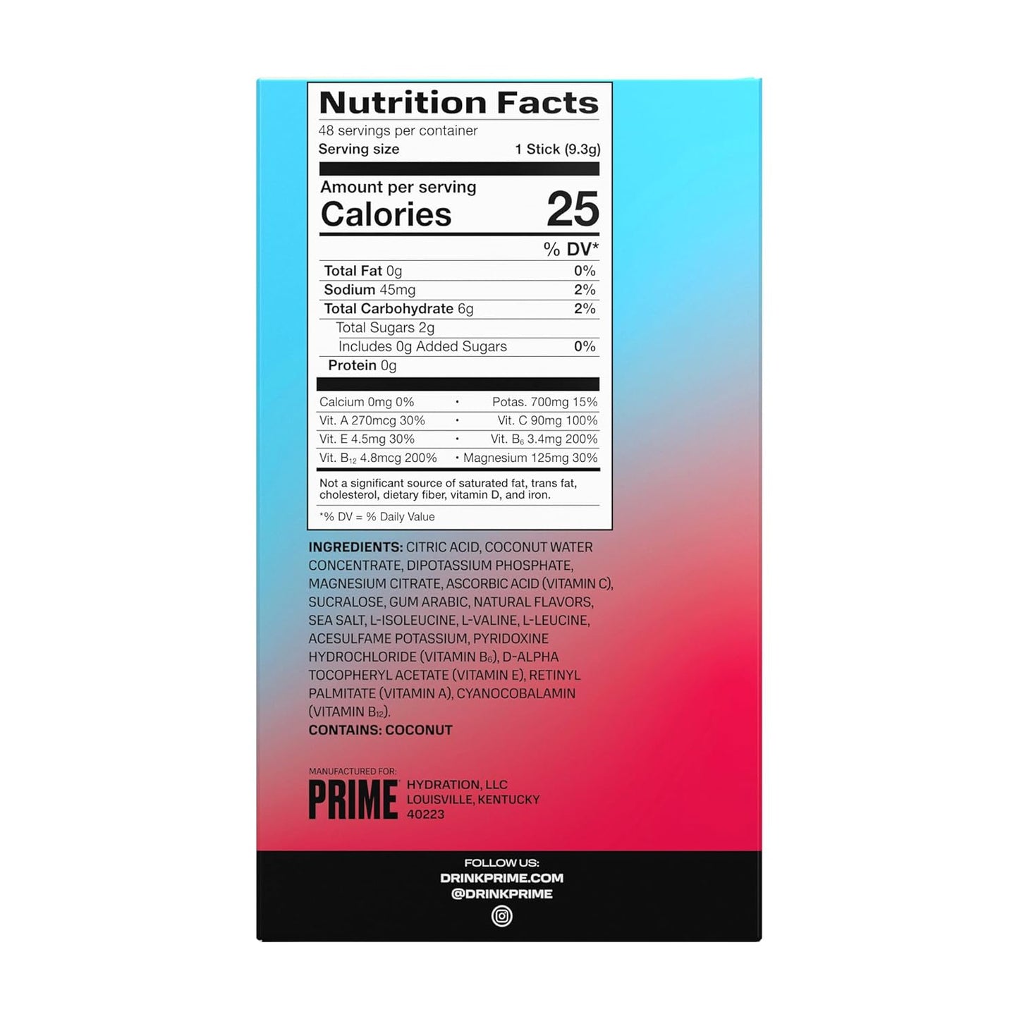 Cherry Freeze Hydration Powder Sticks - Electrolytes, BCAAs, B Vitamins - 48 Single Serve Sticks, Low Sugar, Vegan