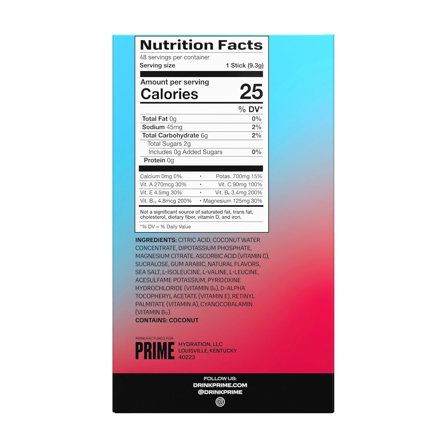 Cherry Freeze Hydration Powder Sticks - Electrolytes, BCAAs, B Vitamins - 48 Single Serve Sticks, Low Sugar, Vegan