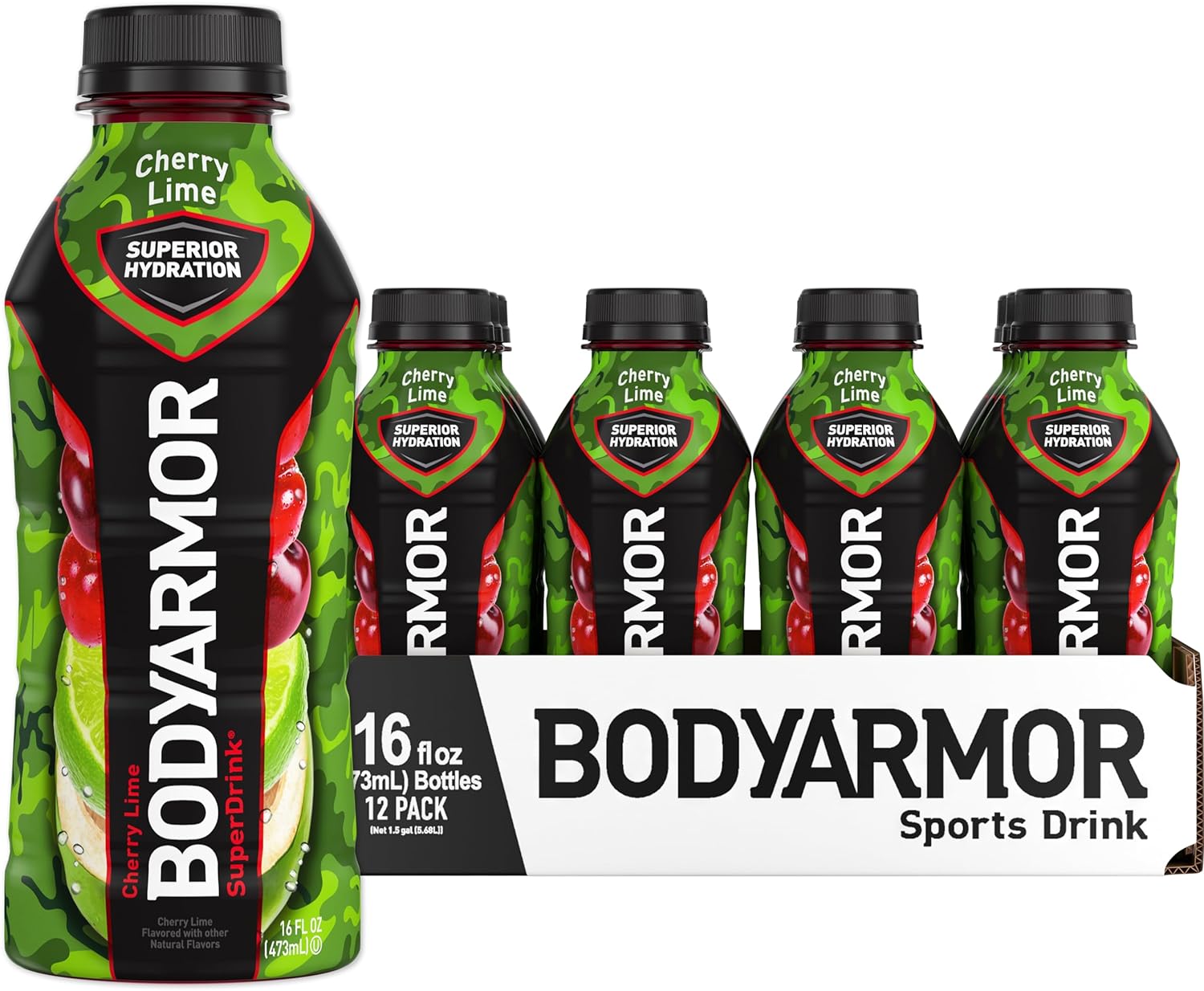Cherry Lime BODYARMOR Sports Drink with Electrolytes and Vitamins - Pack of 12 - 16 Fl Oz Bottles