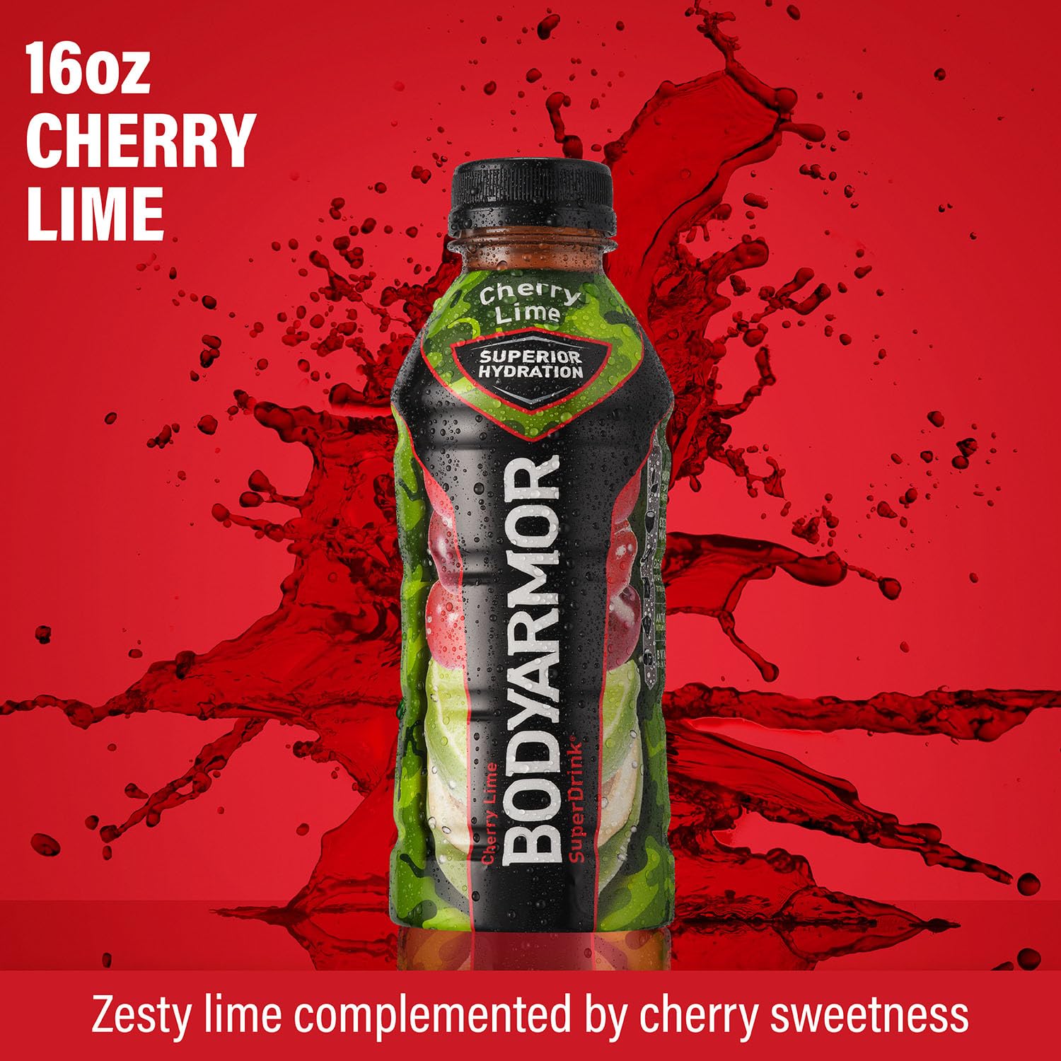 Cherry Lime BODYARMOR Sports Drink with Electrolytes and Vitamins - Pack of 12 - 16 Fl Oz Bottles