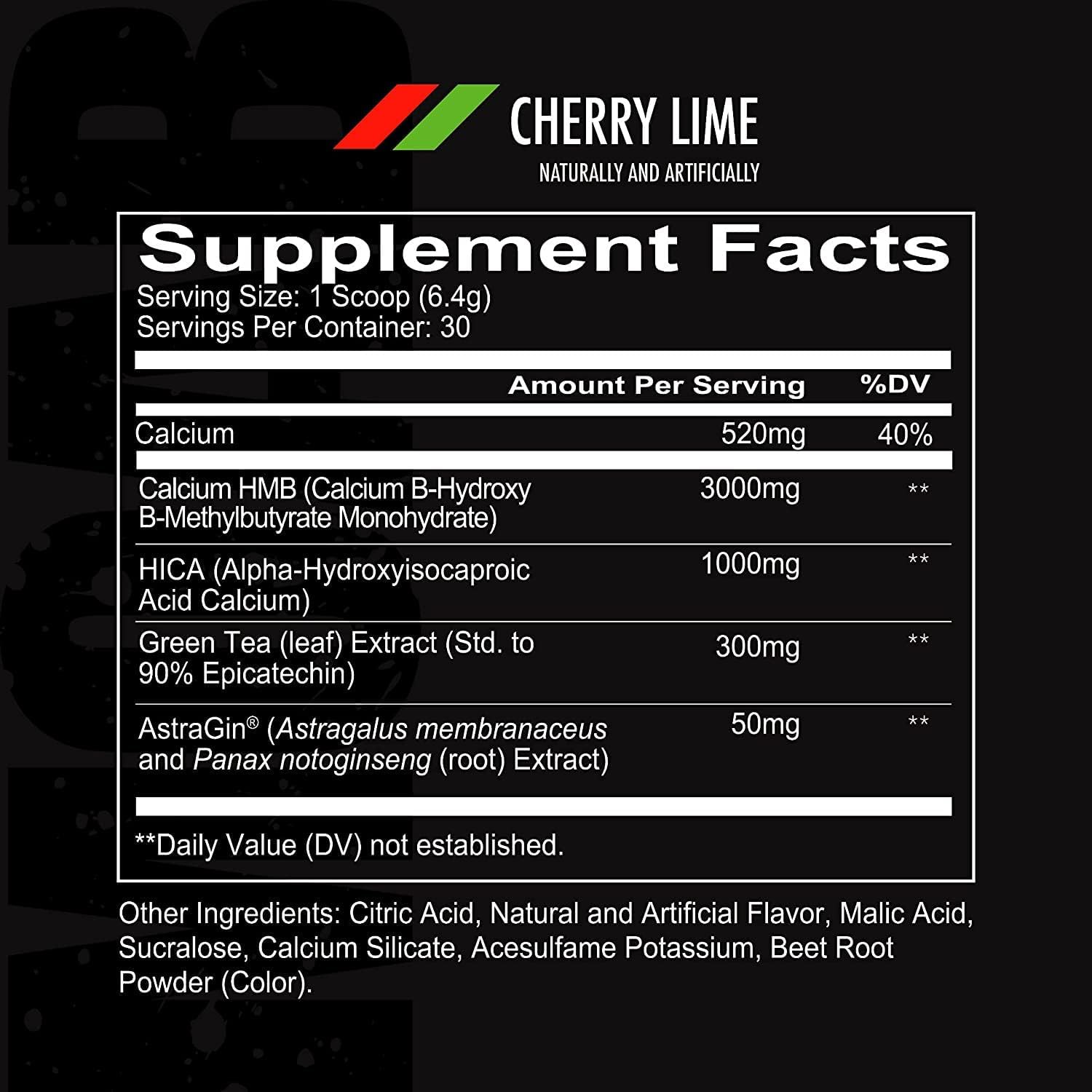 Cherry Lime REDCON1 Moab: Keto & Gluten-Free Muscle Building Supplement with HMB & HICA for Lean Muscle Growth (30 Servings)