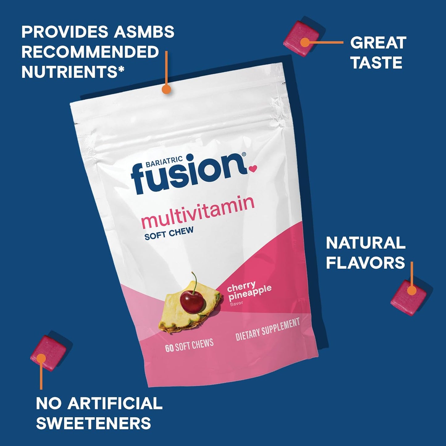 Cherry Pineapple Bariatric Fusion Chewable Multivitamin Soft Chews - 60 Count