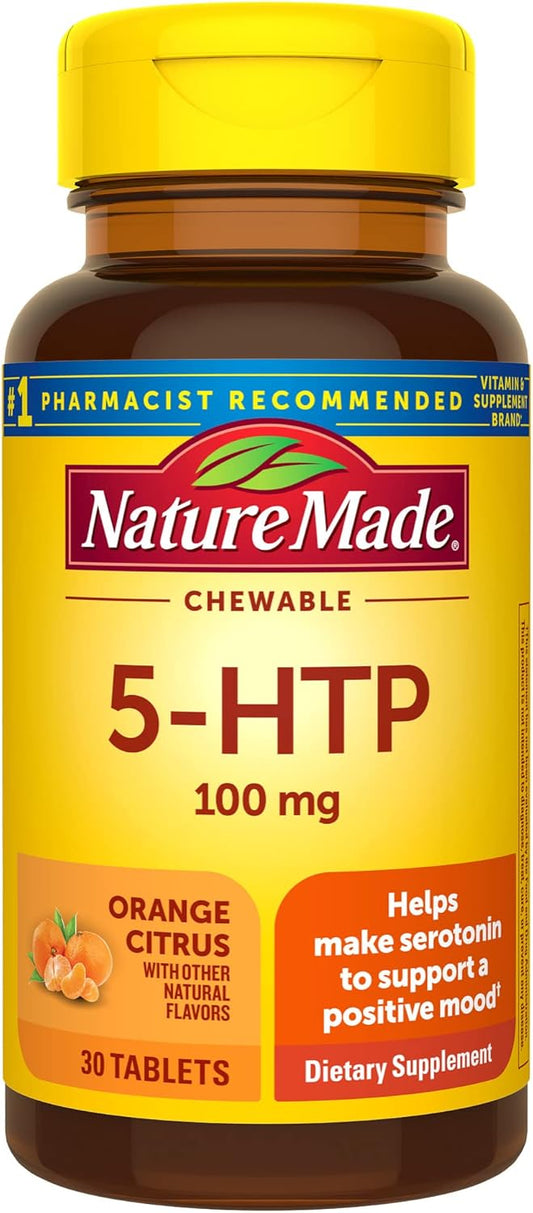 Chewable 5-HTP 100mg Supplement for Mood Support - 30 Chewable Tablets - BoostGo Australia