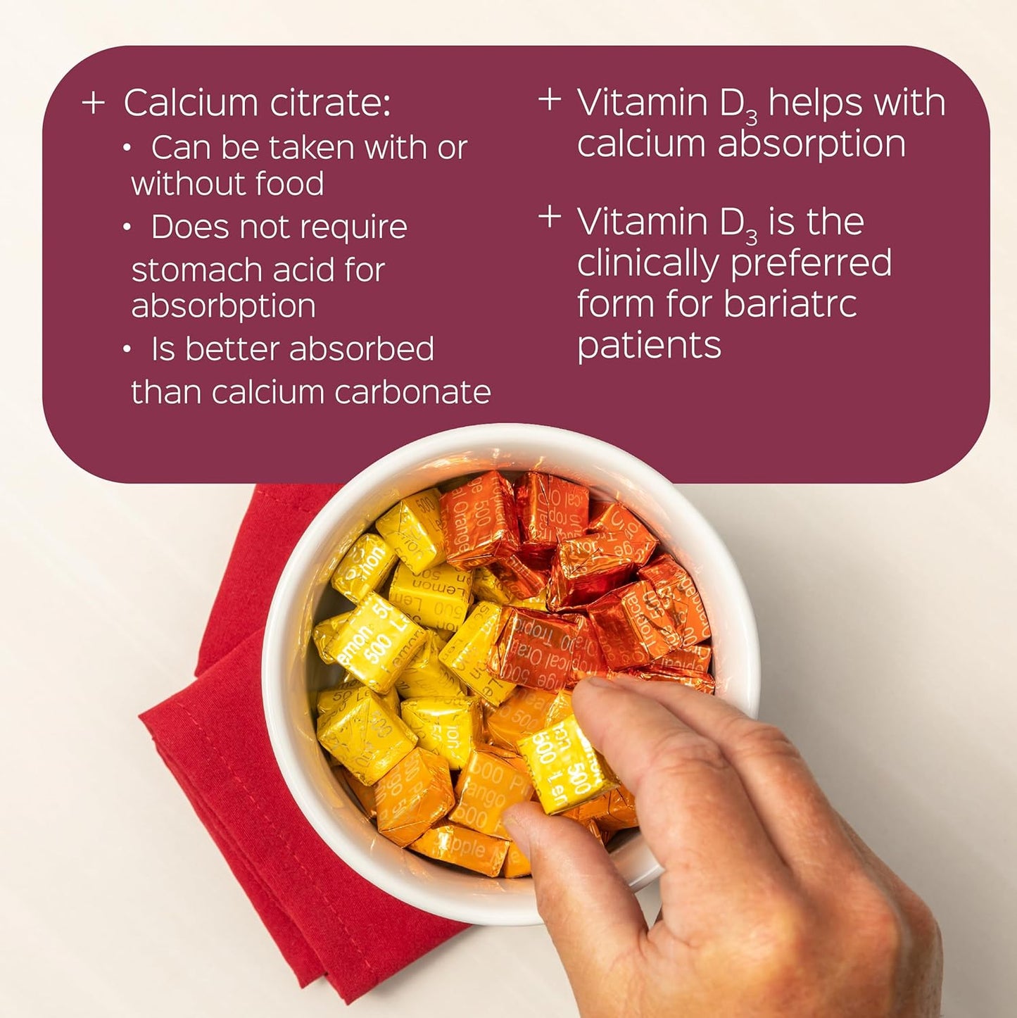 Chewable Bariatric Multivitamin & Calcium Citrate Bites - Mixed & Assorted Fruit Flavors, 150 Count