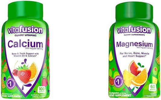 Chewable Calcium & Magnesium Gummy Vitamins for Bone Health, 100 Count, Fruit & Cream Flavored, America's #1 Brand, 50 Day Supply