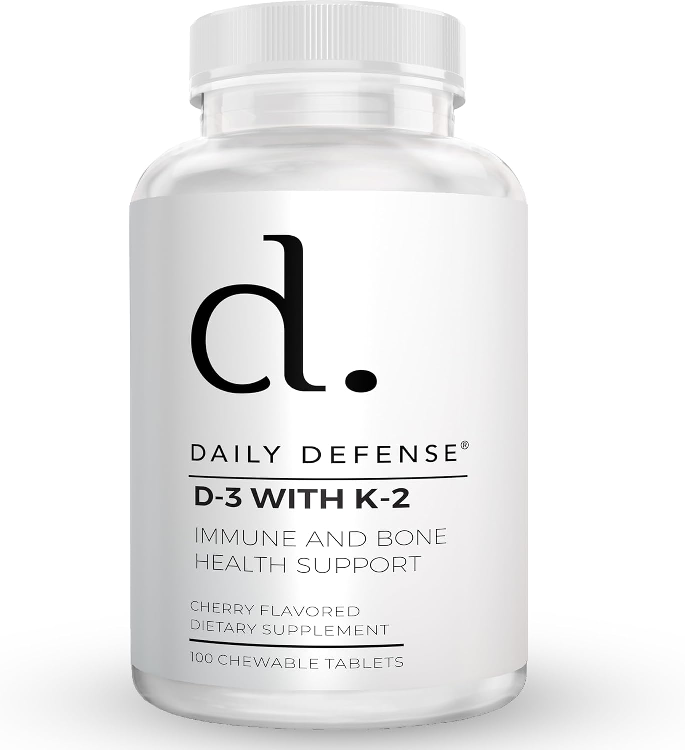 Chewable Daily Defense Vitamin D3 K2 Supplements for Heart Health & Immune Support - 100 Tablets