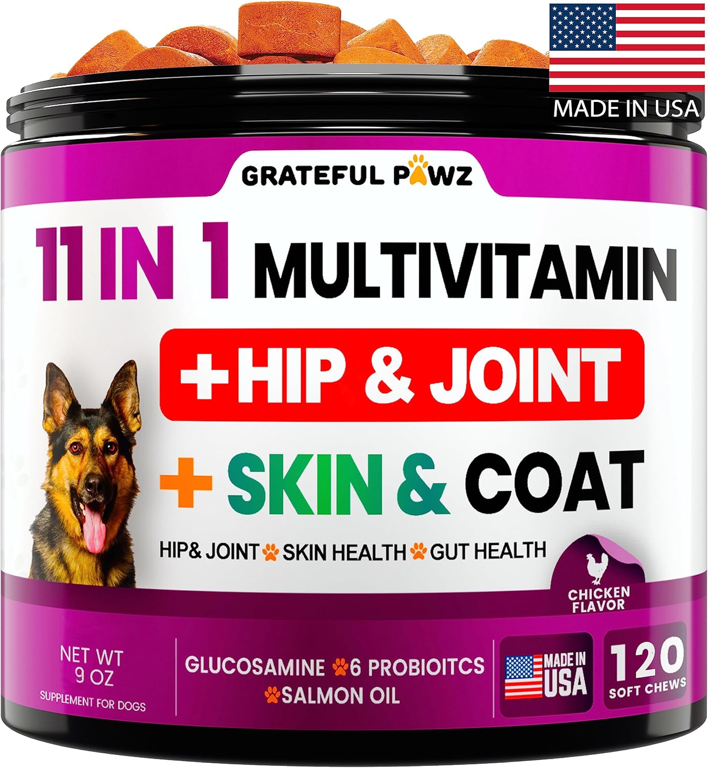 Chewable Dog Multivitamin with Glucosamine - Senior & Puppy Vitamins, Chondroitin Joint Support - Immune Health, Skin, Heart, Probiotics - BoostGo Australia