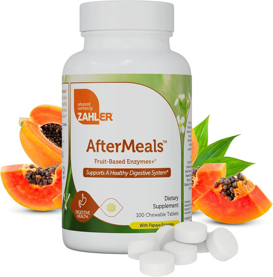 Chewable Fruit-Based Digestive Enzymes with Papaya & Pineapple for Digestion - Kosher Gluten Free (100 Tablets)