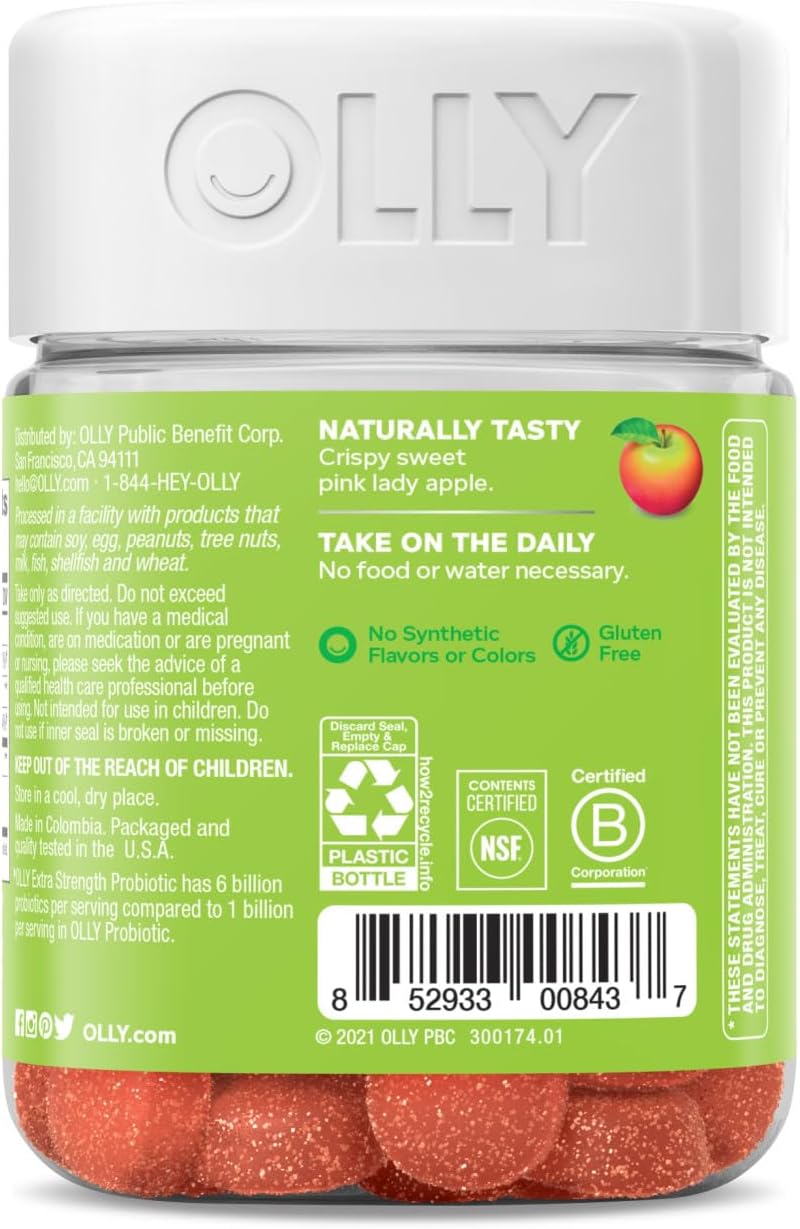 Chewable Gummy Probiotic Supplement with Extra Strength Formula for Gut Health
