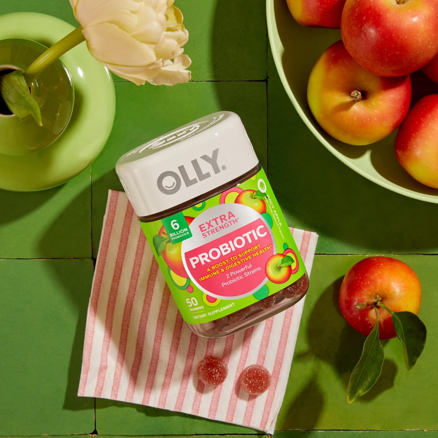 Chewable Gummy Probiotic Supplement with Extra Strength Formula for Gut Health