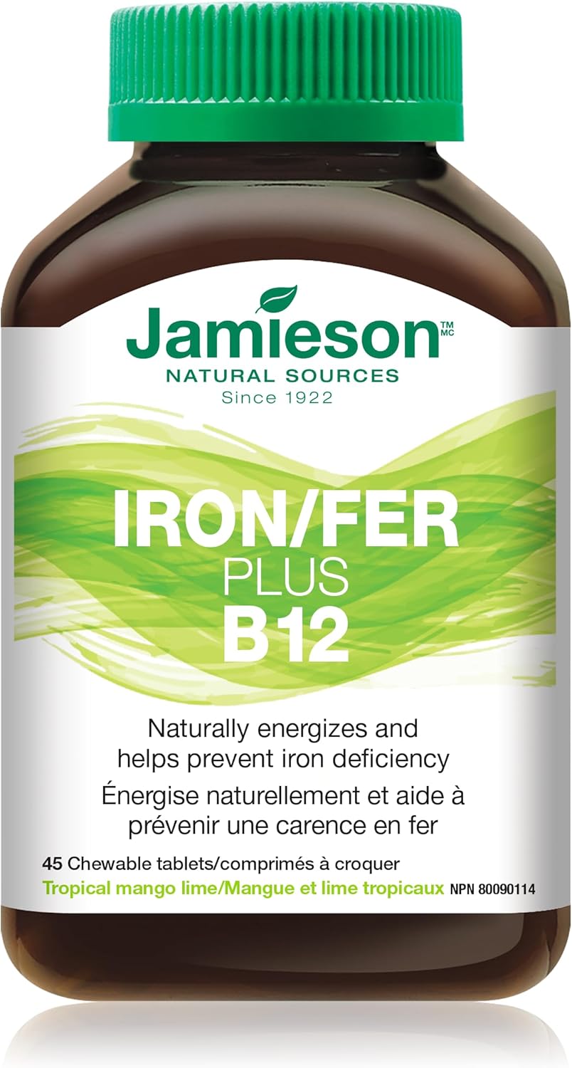 Chewable Iron + Vitamin B12 Supplements by Jamieson - 45 Tabs