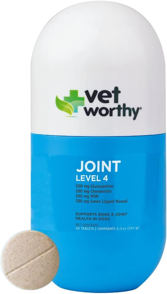 Chewable Joint Support Tablets for Dogs | Vet Strength Formula with Glucosamine and Hyaluronic Acid | Promotes Bone Health and Healthy Joints | Liver Flavor, 60-Count