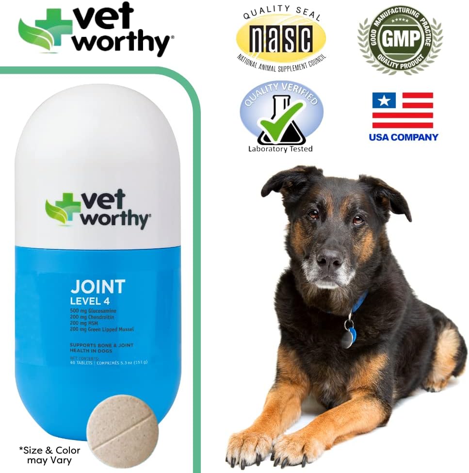 Chewable Joint Support Tablets for Dogs | Vet Strength Formula with Glucosamine and Hyaluronic Acid | Promotes Bone Health and Healthy Joints | Liver Flavor, 60-Count