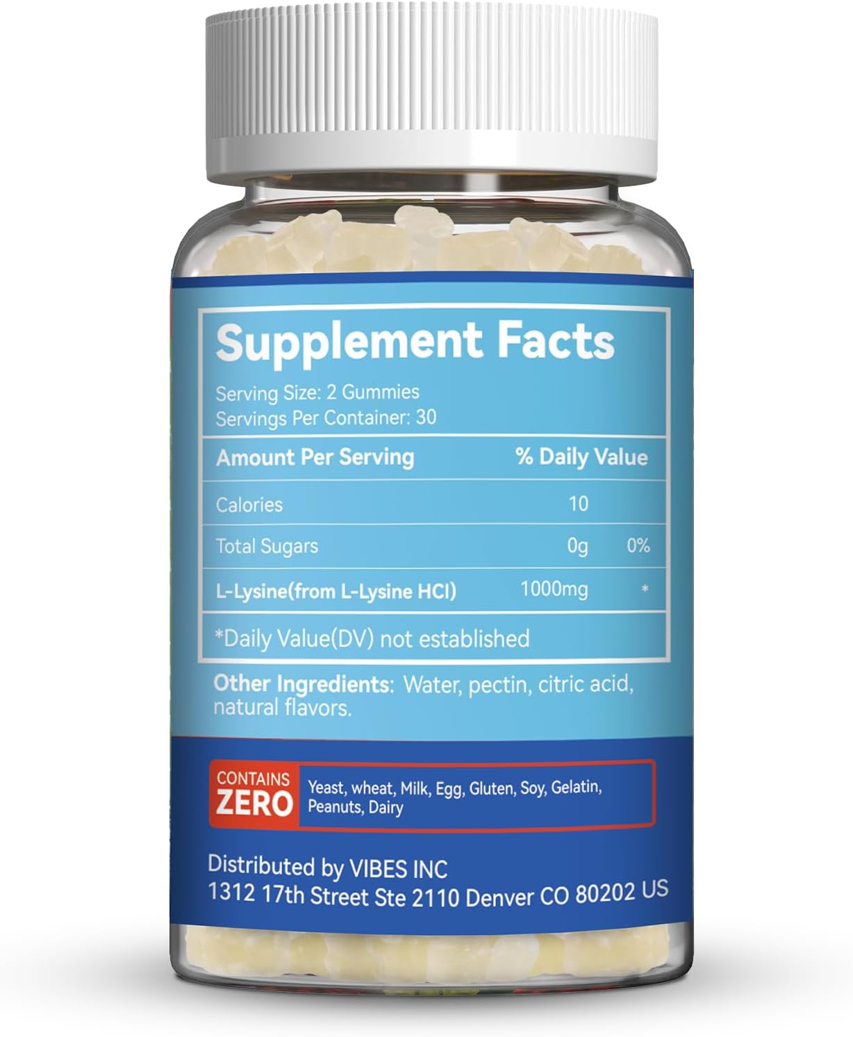 Chewable Lysine Supplement for Adults - SmildeHeal L-Lysine 1000mg Gummies, Immune & Collagen Support, Non-GMO, Vegan, Gluten-Free - 60 Count