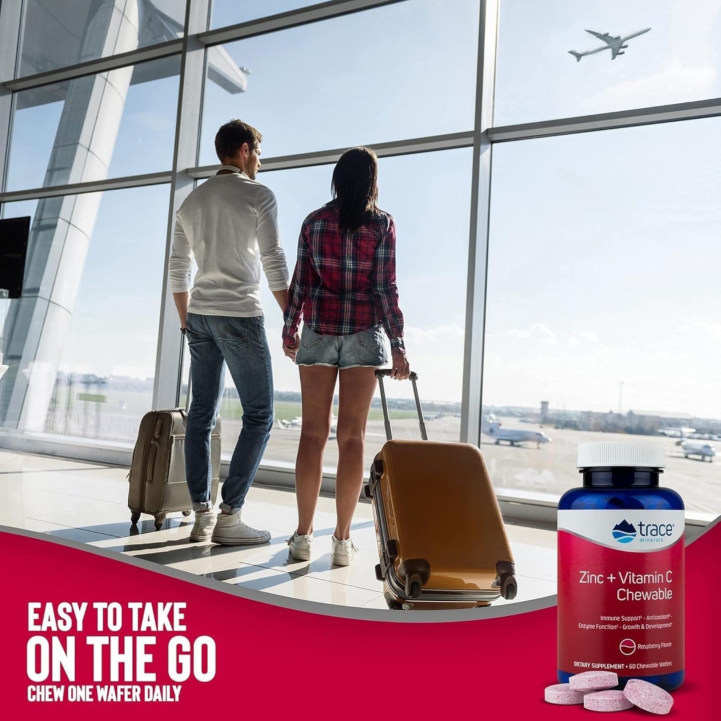 Chewable Multivitamin with Zinc, Vitamin C, and Trace Minerals for Immune Support and Healthy Growth - Raspberry Flavored, 60 Servings