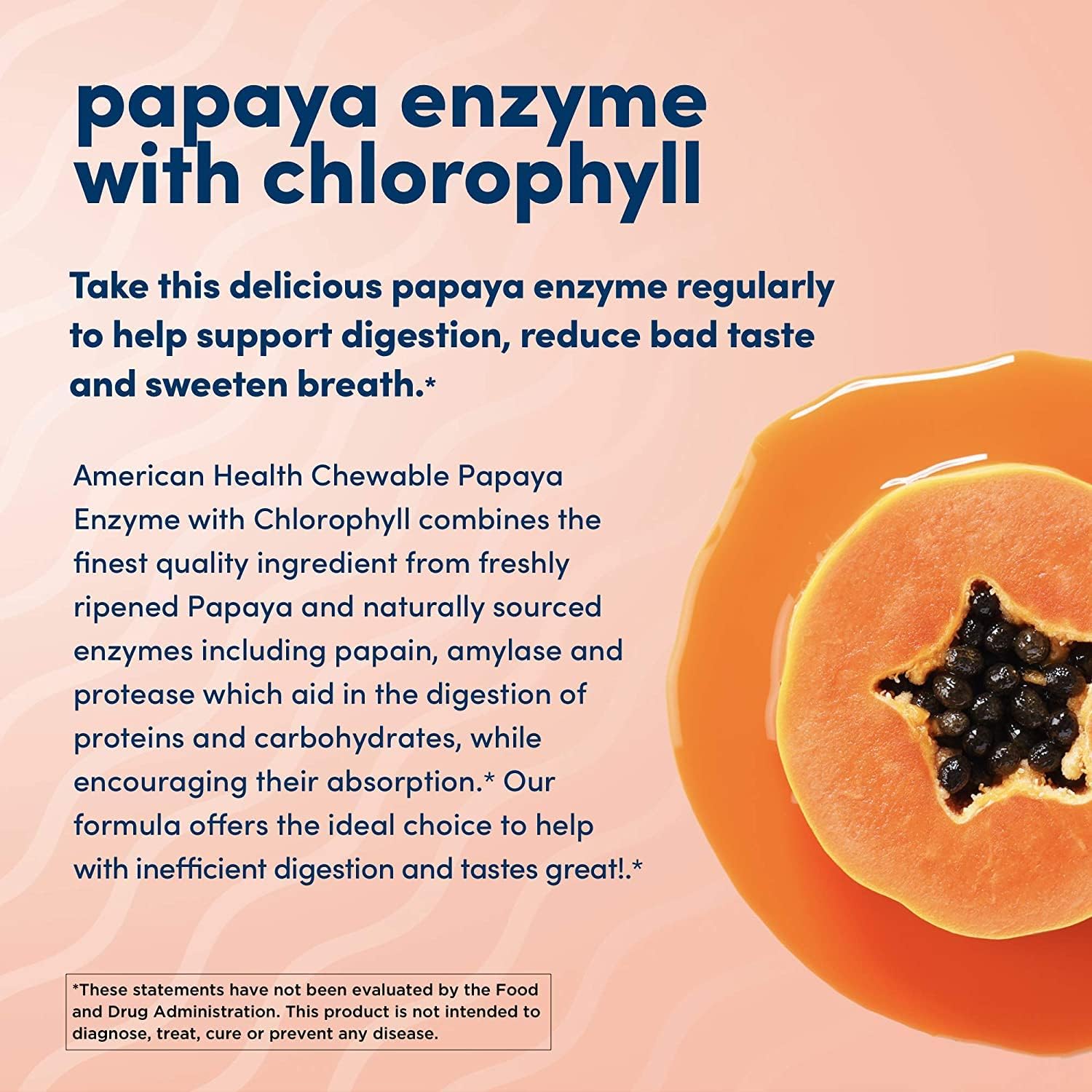 Chewable Papaya Enzyme with Chlorophyll Tablets - 1200 Count (400 Servings) Pack of 2 - American Health - BoostGo Australia