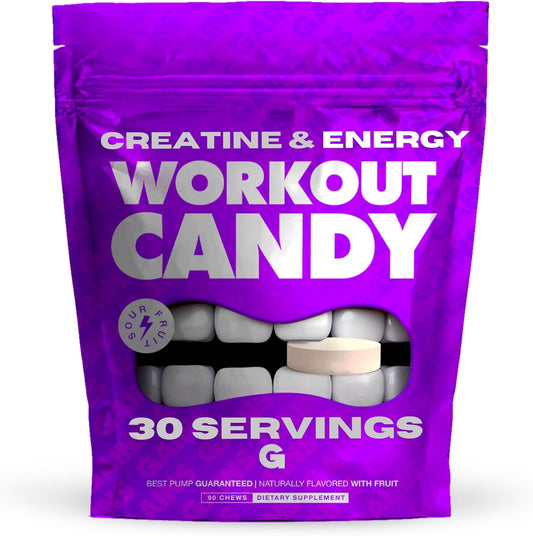 Chewable Pre-Workout Energy Chews with Creatine and Caffeine for Intense Focus and Sustained Energy - 90 Vegetarian Chews by Gains in Bulk