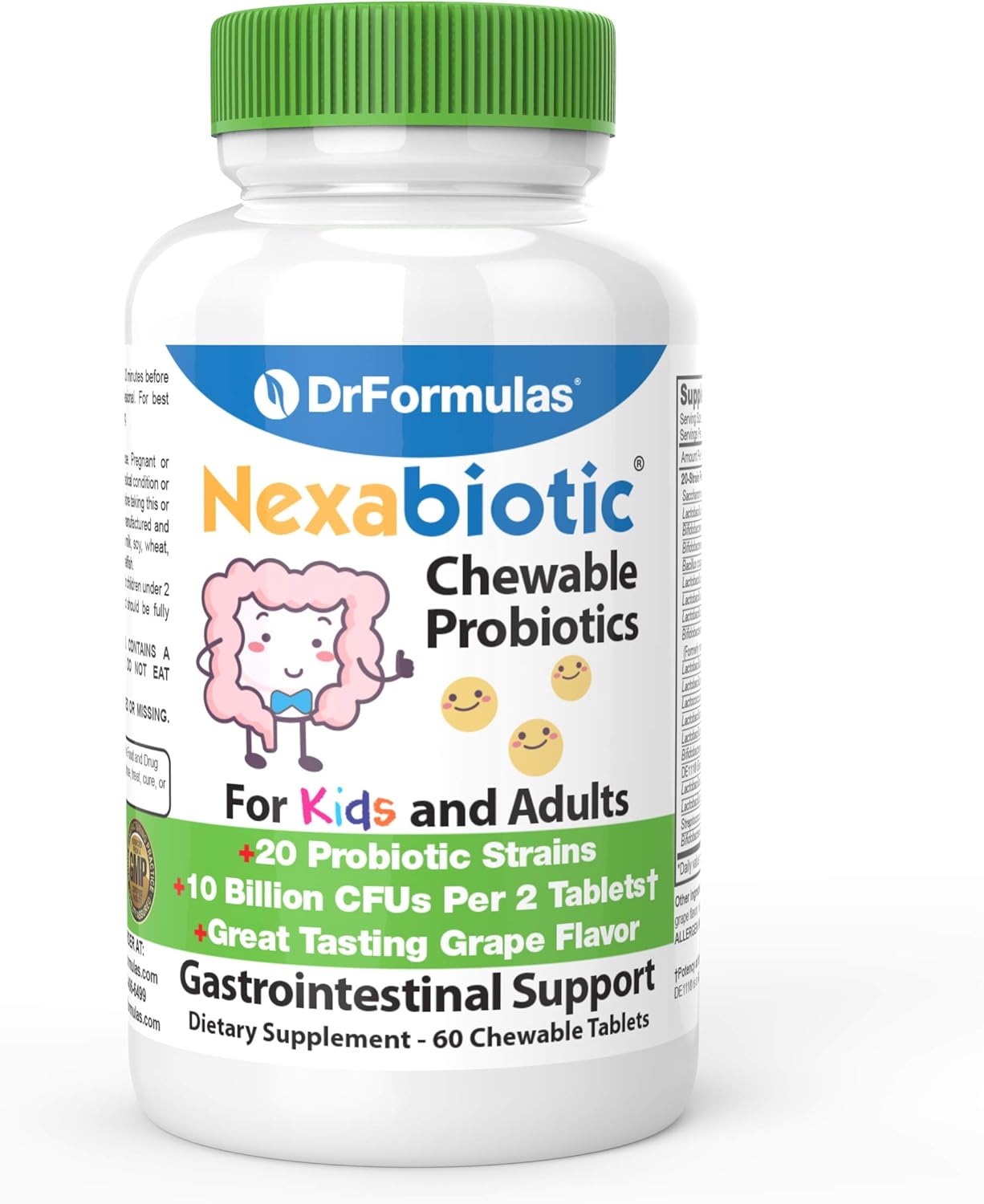 Chewable Probiotics for Oral Dental Health, Bad Breath & Digestion | Kids & Adults | 20 Multi Strain - S boulardii, Lactobacillus plantarum, Bifidobacterium infantis | 60 Chews