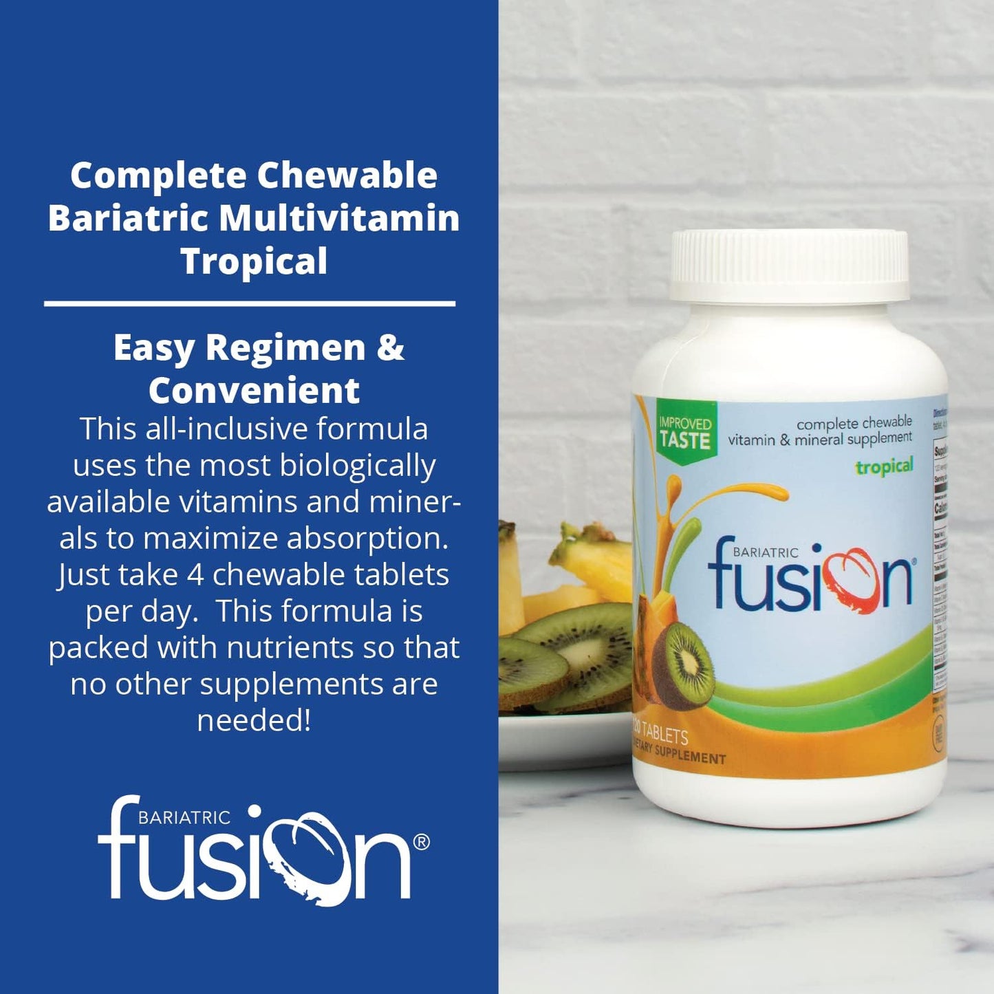 Chewable Tropical Bariatric Multivitamin with Iron - 120 Tablets for Gastric Bypass & Sleeve Gastrectomy