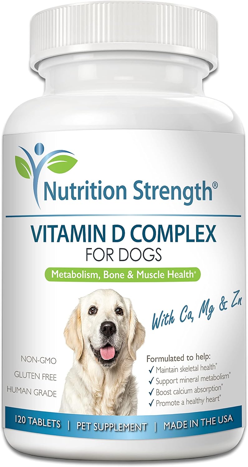 Chewable Vitamin D Supplement for Dogs with Calcium, Magnesium & Zinc for Strong Teeth, Bones & Muscles - 120 Tablets