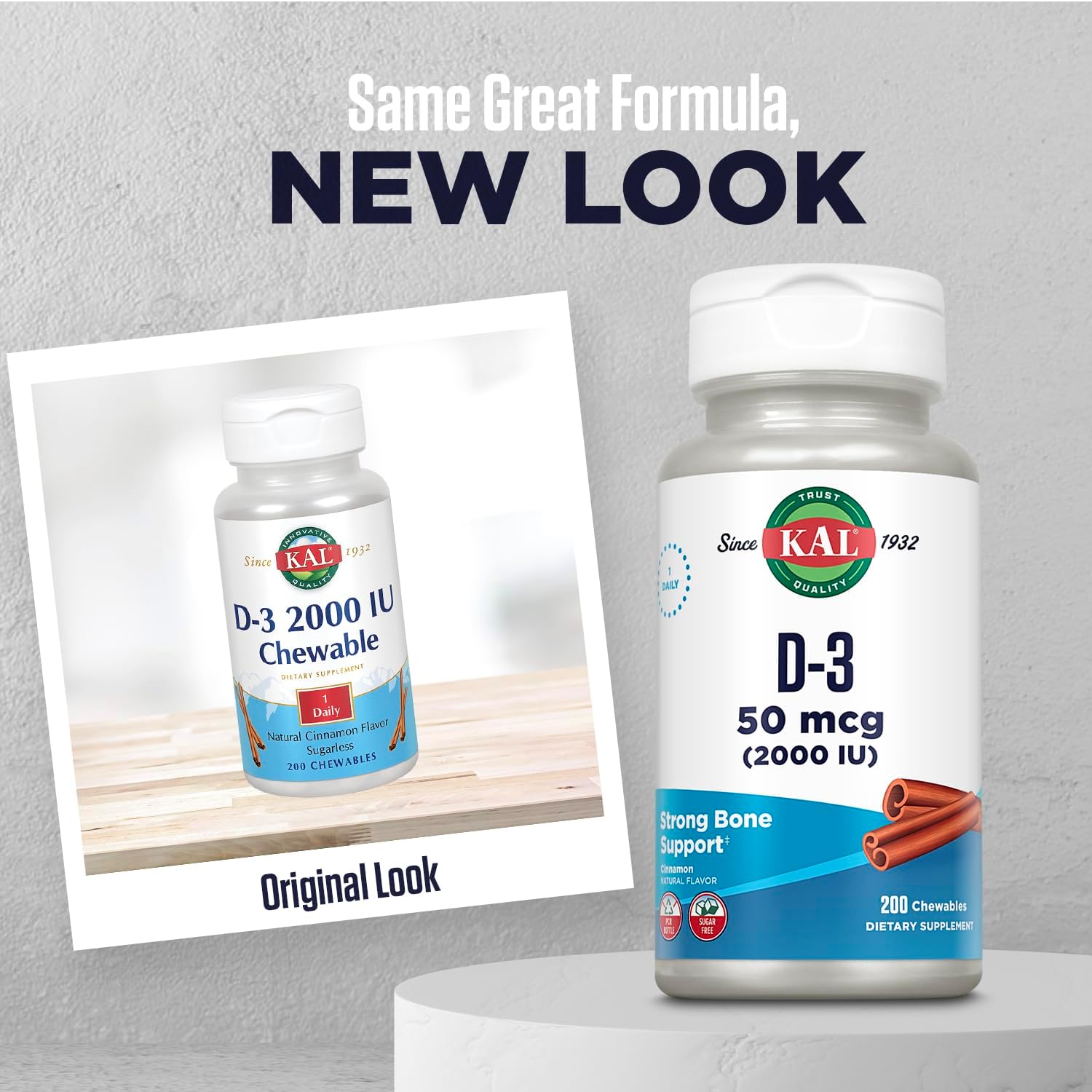 Chewable Vitamin D3 Supplement with 2000 IU - Natural Cinnamon Flavor for Immune Support & Bone Health - 200 Servings