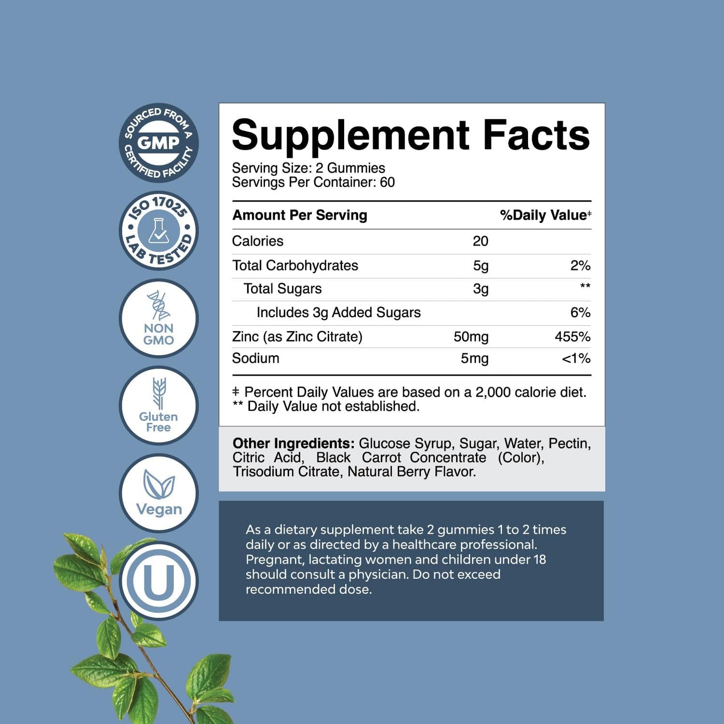 Chewable Zinc Gummies for Adults - Extra Strength Energy & Immune Support - Vitamins & Minerals - 120 Chews