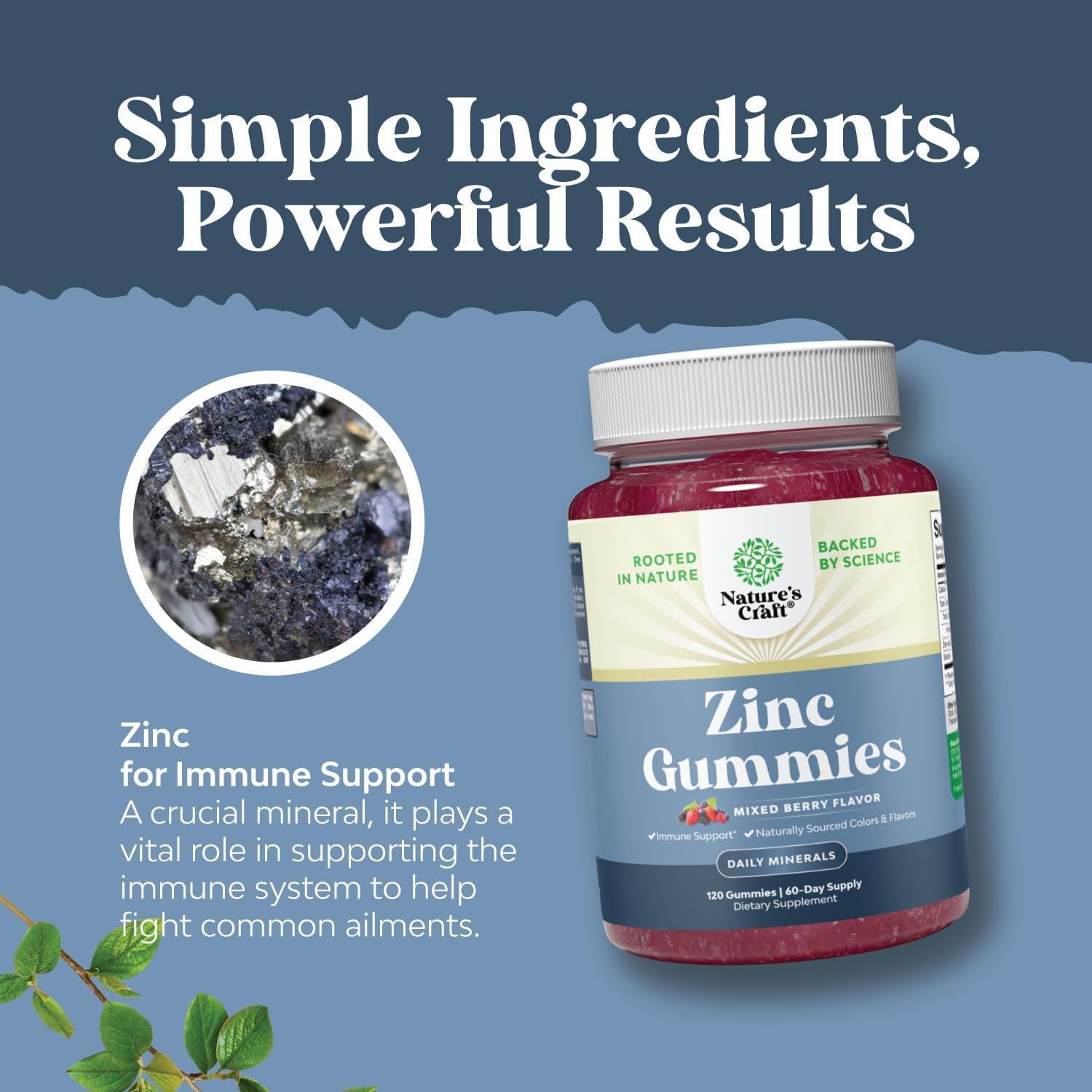 Chewable Zinc Gummies for Adults - Extra Strength Energy & Immune Support - Vitamins & Minerals - 120 Chews