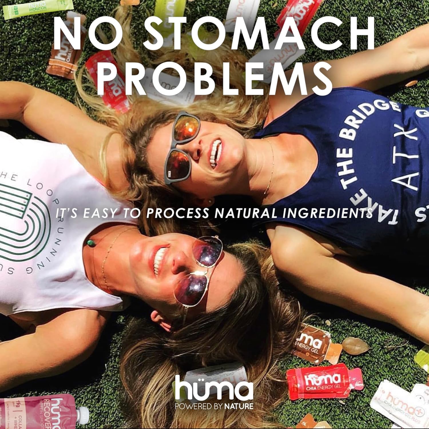 Chia Energy Gel - Lemon Lime Flavor, 24 Pack of Huma Plus with Double Electrolytes and 1x Caffeine - Stomach-Friendly Real Food Energy Gels