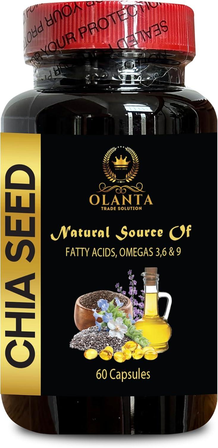 Chia Seed Extract Softgels - Energy Booster with Omega 3 & Fiber - Antioxidant Vitamins - Superfood Salvia Hispanica - 60 Capsules