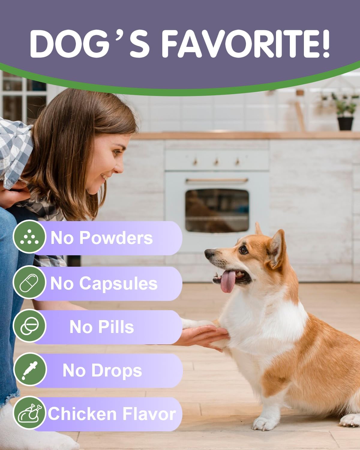 Chicken Flavored 15-in-1 Dog Multivitamin Supplement with Glucosamine, Chondroitin, Essential Vitamins for Immune System, Digestion, Hip & Joint, Skin & Coat - 120 Chews