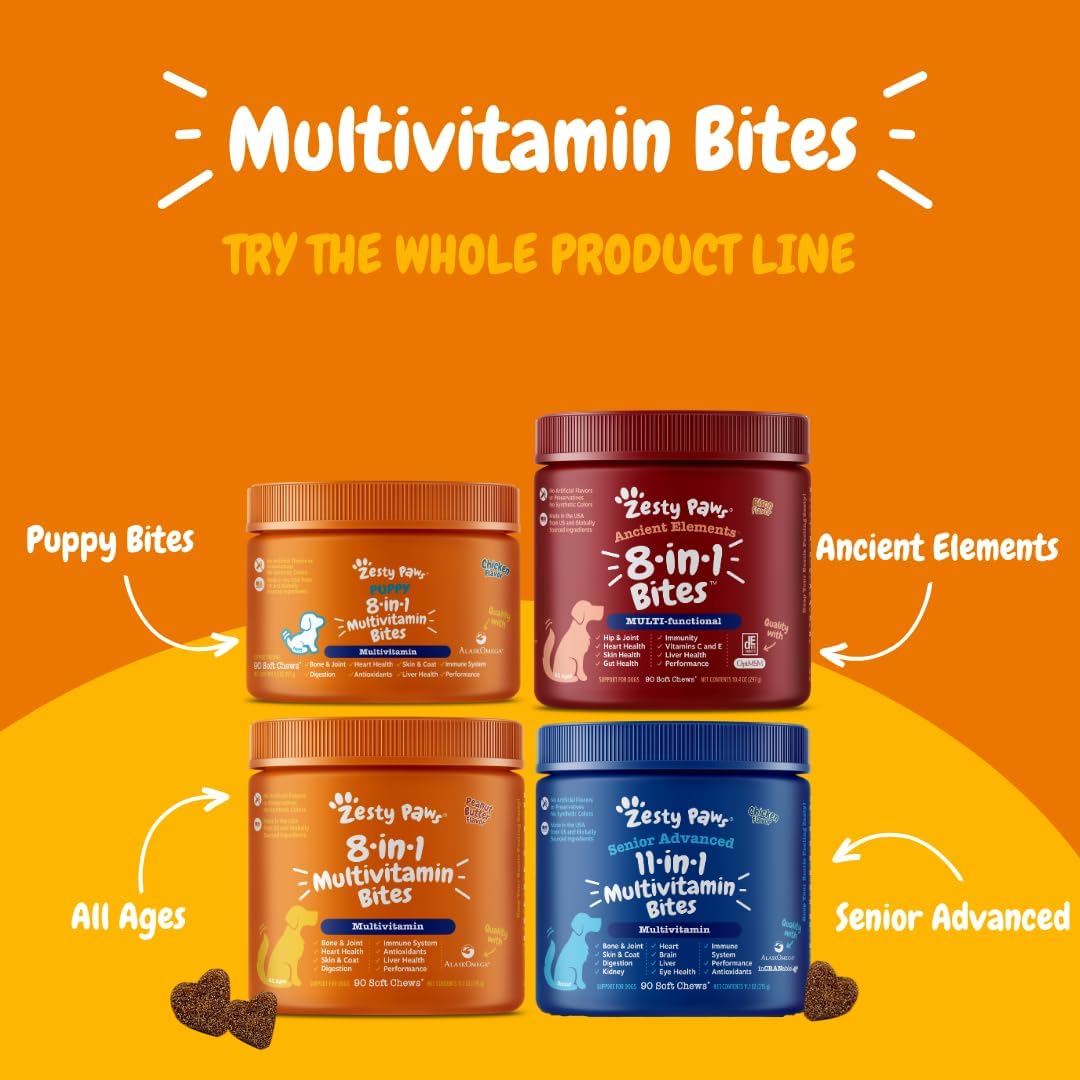 Chicken Flavored Dog Multivitamin Treats with Glucosamine, Chondroitin, Probiotics, and Enzymes - 90ct