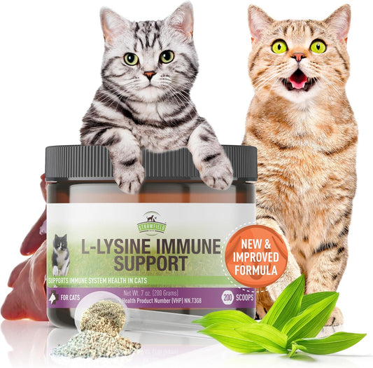 Chicken Liver Flavored L-Lysine Granules for Cats - 200g Immune Support Supplement for Cold Relief, Sneezing, Congestion, and Watery Eyes