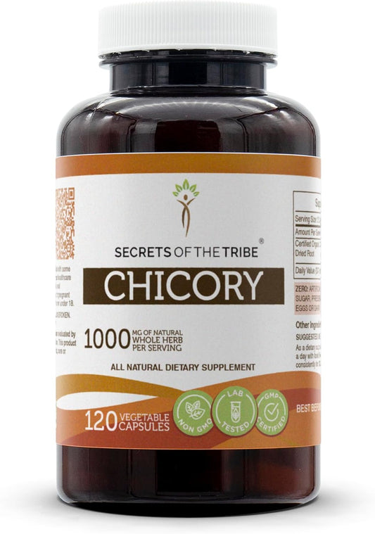 Chicory (Cichorium Intybus) Dried Root Capsules - 1000mg, 120 Count - Secrets of the Tribe