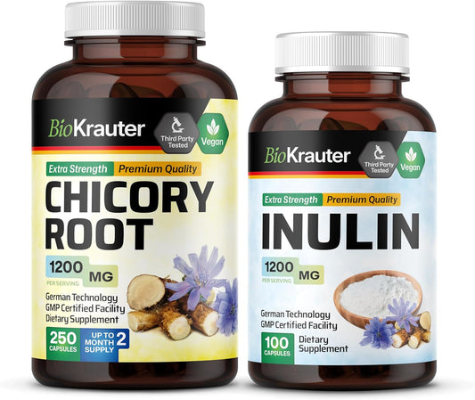 Chicory Root and Inulin Supplement - 250 Capsules of BIO KRAUTER