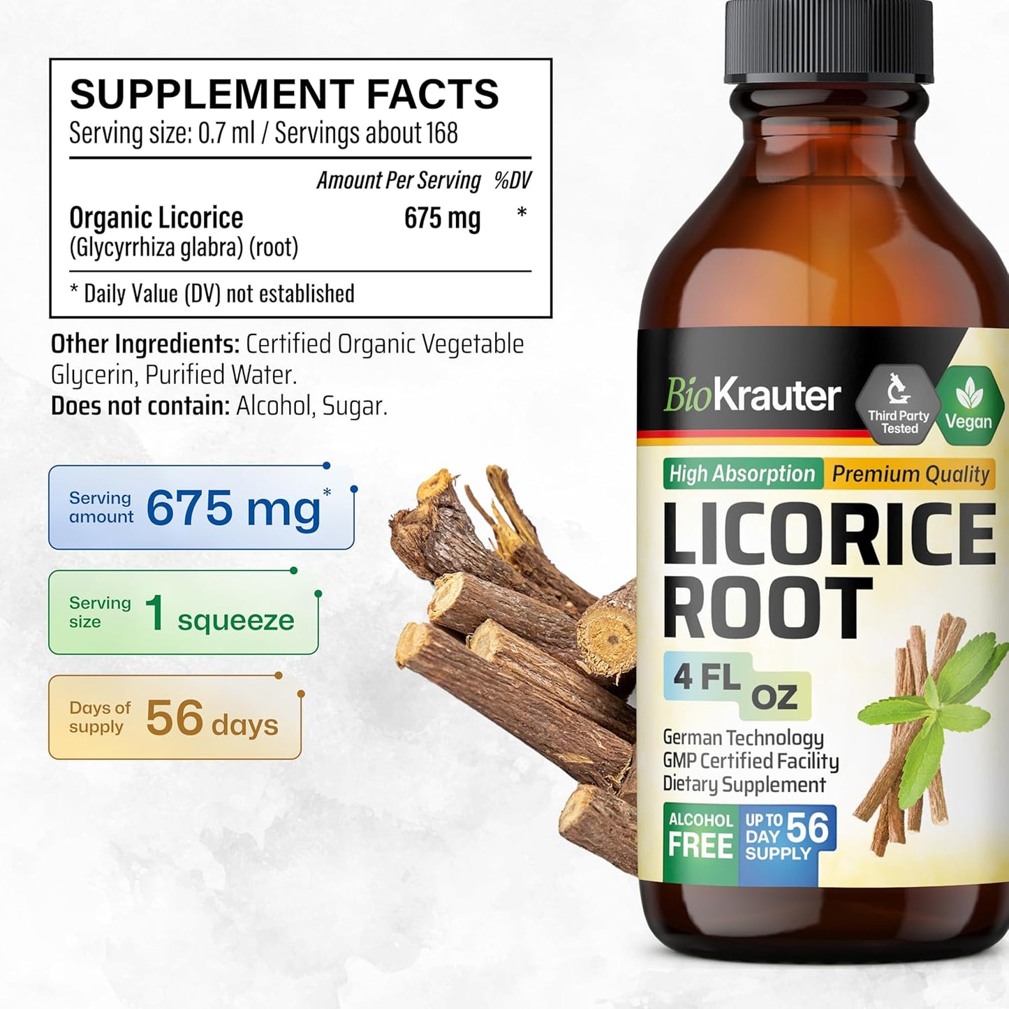 Chicory Root Capsules & Licorice Root Tincture Bundle - 100 Capsules & 4 Fl. Oz. - Organic Herbal Supplement