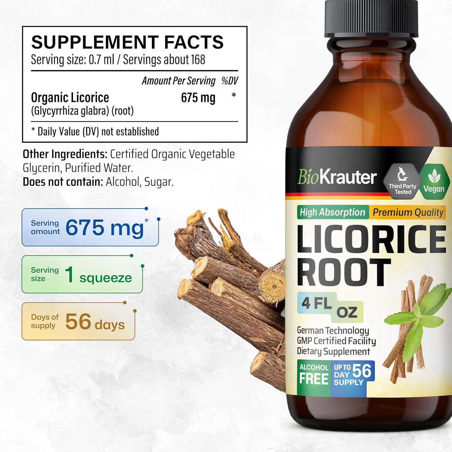 Chicory Root Capsules & Licorice Root Tincture Bundle - 100 Capsules & 4 Fl. Oz. - Organic Herbal Supplement
