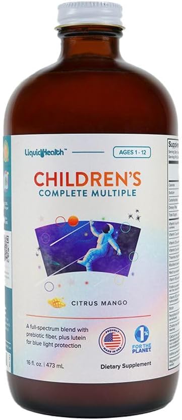 Children's Complete Liquid Multivitamin - Essential Vitamins, Nutrients, Immune & Gut Support - Great Taste, Vegan, Non GMO - 16 oz