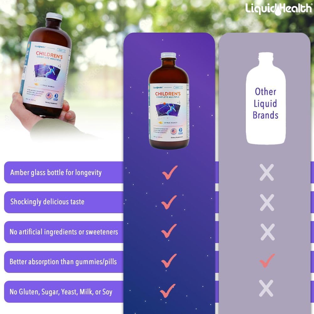 Children's Complete Liquid Multivitamin - Essential Vitamins, Nutrients, Immune & Gut Support - Great Taste, Vegan, Non GMO - 16 oz