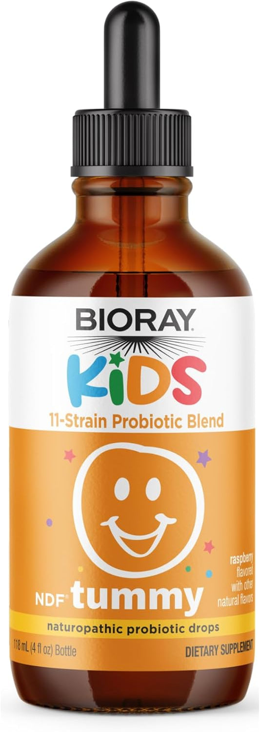 Children's Digestive Support Probiotic Blend with 11 Strains - 4 fl oz - Raspberry Flavor - Non-GMO, Vegan, Gluten Free - 120 Servings