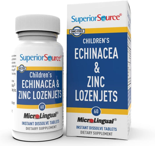 Children's Echinacea & Zinc Lozenges for Healthy Immune System - 60 Quick Dissolve Tablets - Non-GMO - Supports Cold Recovery