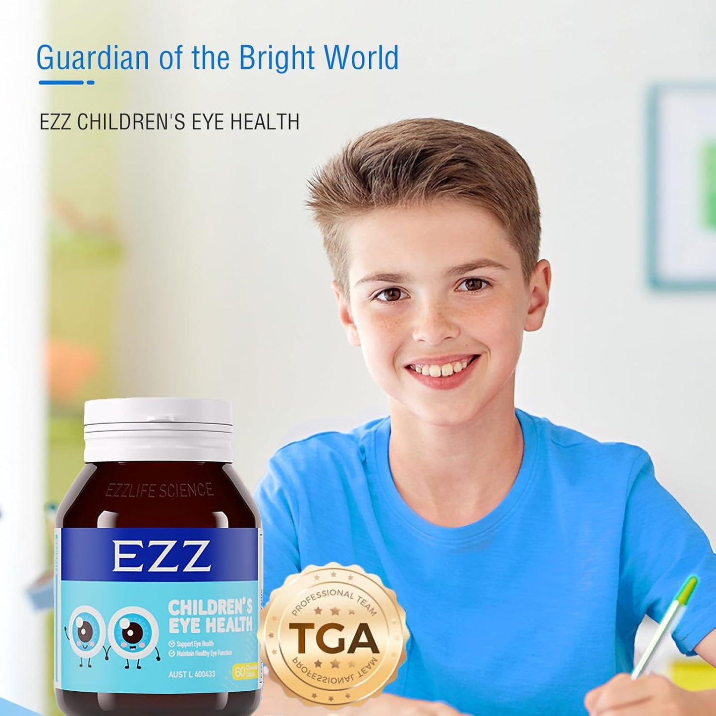 Children's Eye Health Vitamins with Lutein and Zeaxanthin for Visual Fatigue Relief, Natural Formula, 60 Chewable Tablets