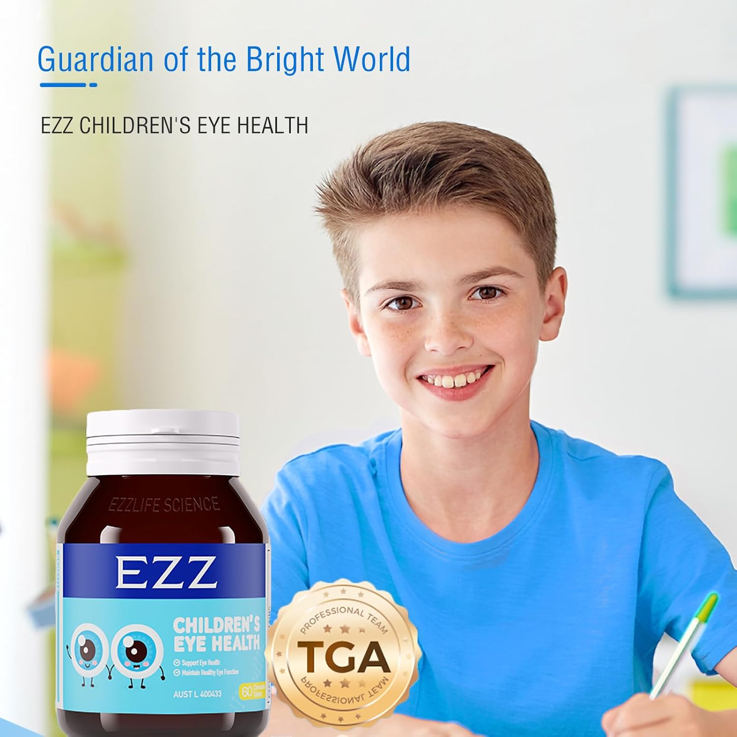 Children's Eye Health Vitamins with Lutein and Zeaxanthin for Visual Fatigue Relief, Natural Formula, 60 Chewable Tablets