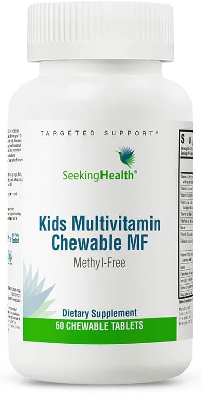 Children's Health Multivitamin Chewable - Methyl-Free, Folinic Acid, B12, Riboflavin, A, Vegetarian (60 Tablets)