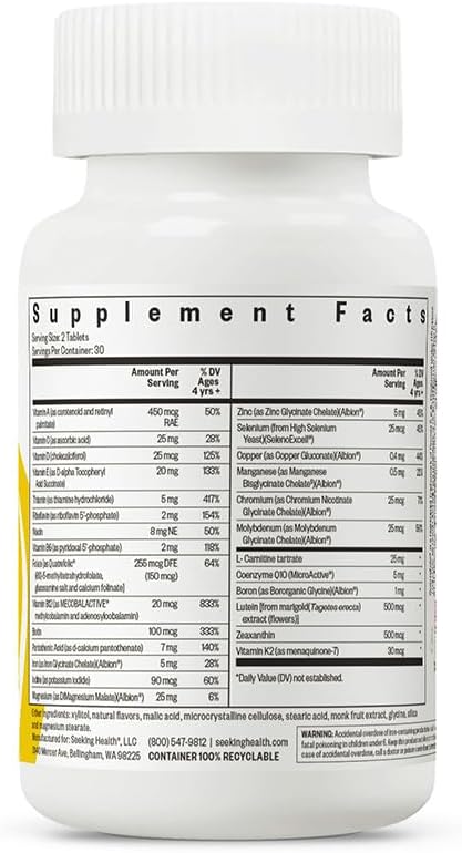 Children's Health Multivitamin Chewable with L-5-MTHF L-Methylfolate, B12, Riboflavin, Vitamin A - Vegetarian (60 Tablets)