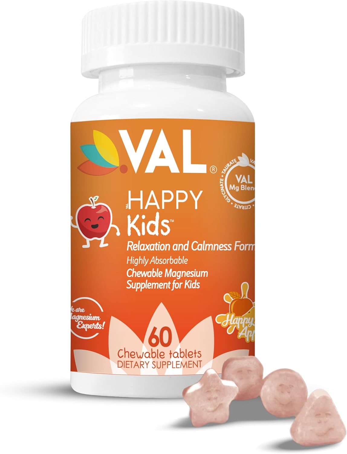 Children's High-Absorption Magnesium for Calm & Focus | Magnesium Glycinate, Citrate & Taurate | Vitamin B6, D & C | Non-GMO Chewable Tablets