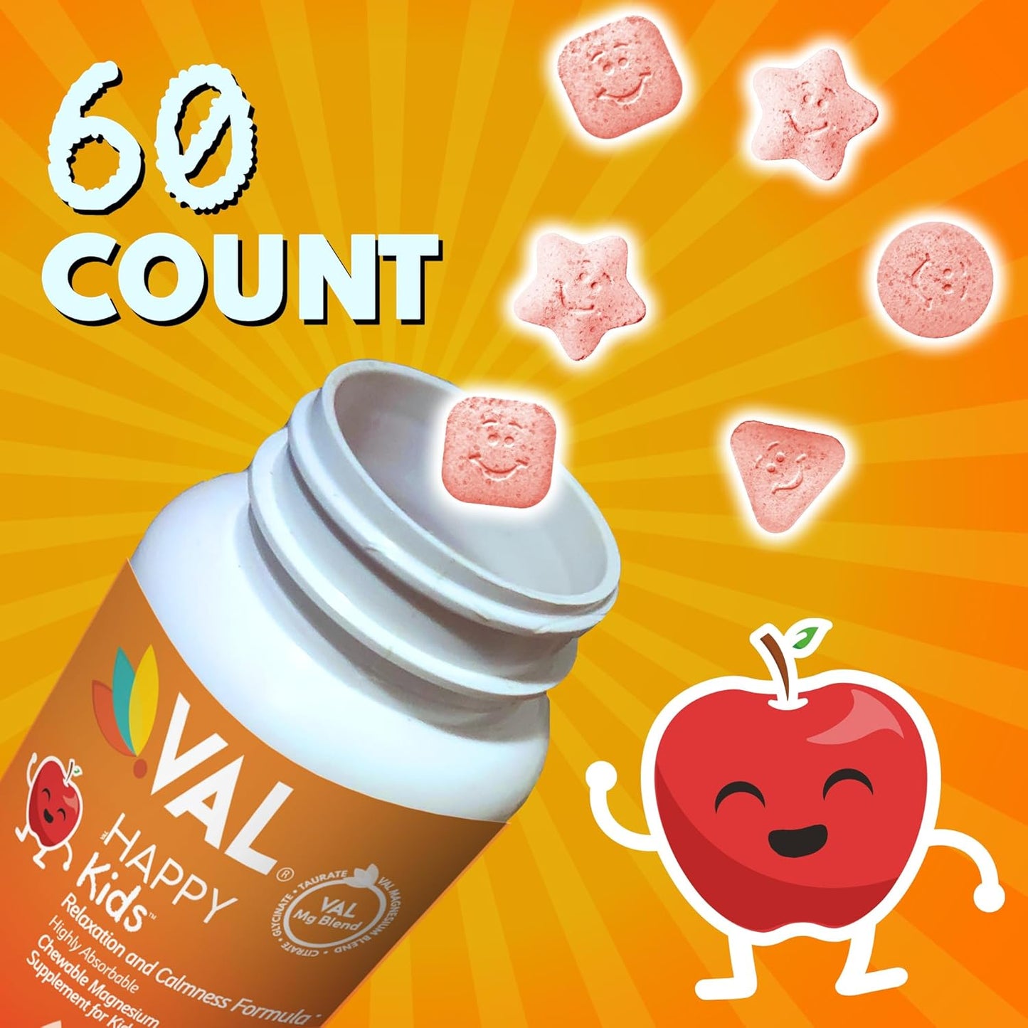 Children's High-Absorption Magnesium for Calm & Focus | Magnesium Glycinate, Citrate & Taurate | Vitamin B6, D & C | Non-GMO Chewable Tablets